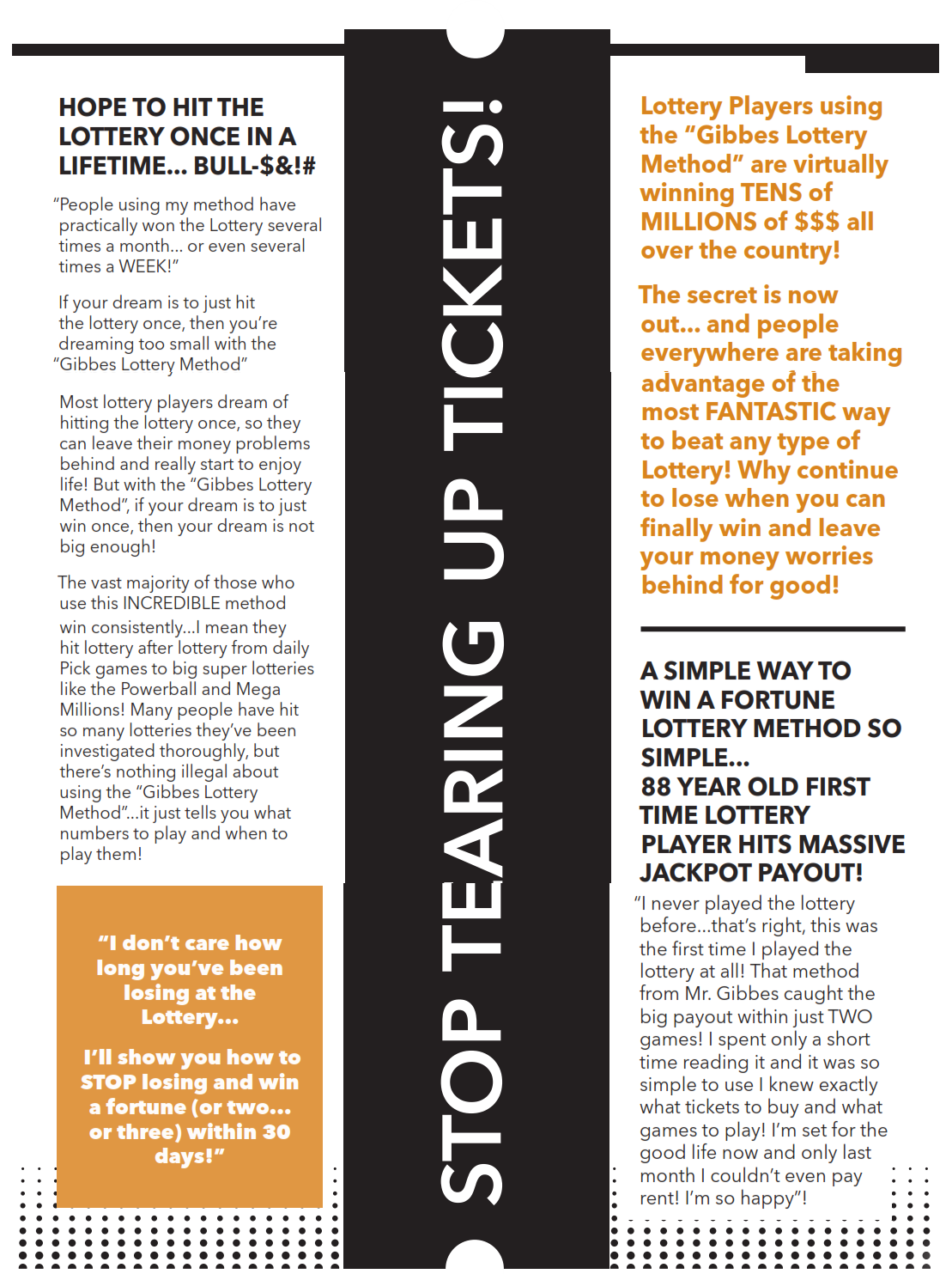 STOP TEARING UP TICKETS!